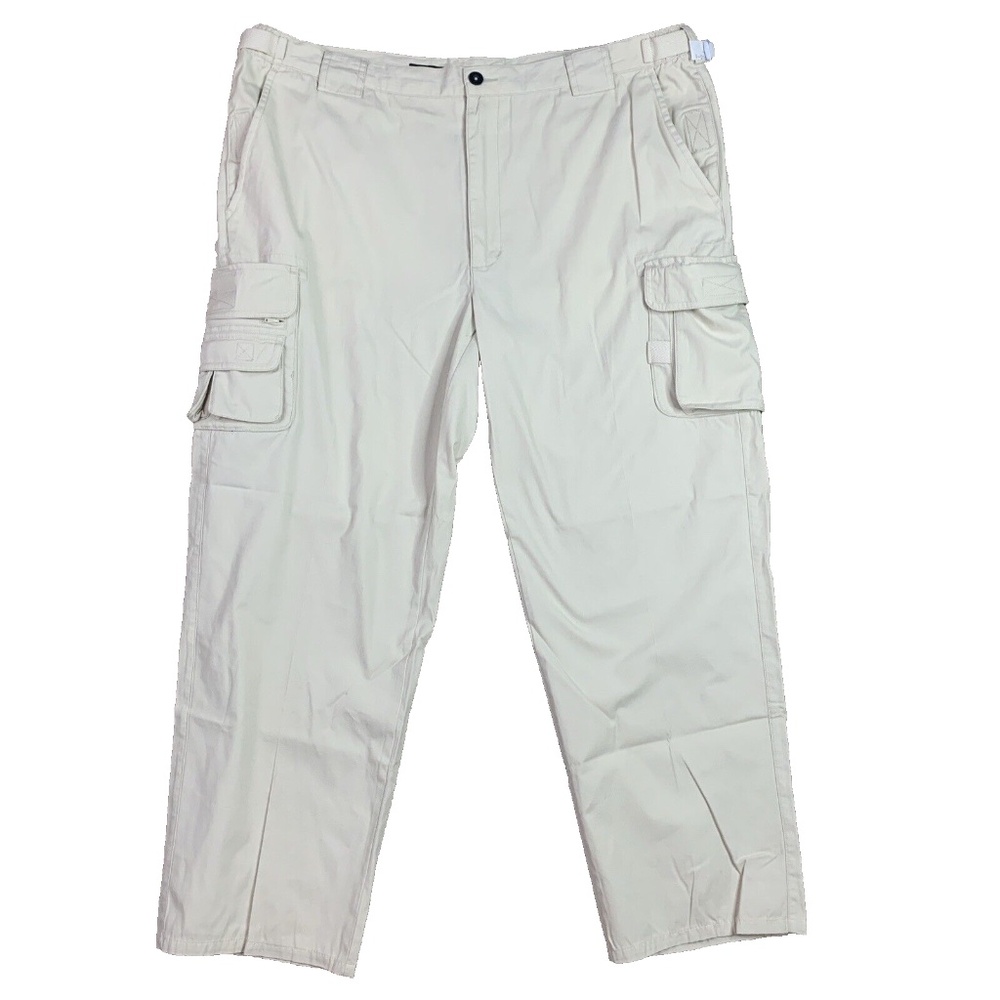 Orvis Cargo Pants Mens Size 42 x 29.5 Beige Ivory Cotton Safari Hiking Adj Waist